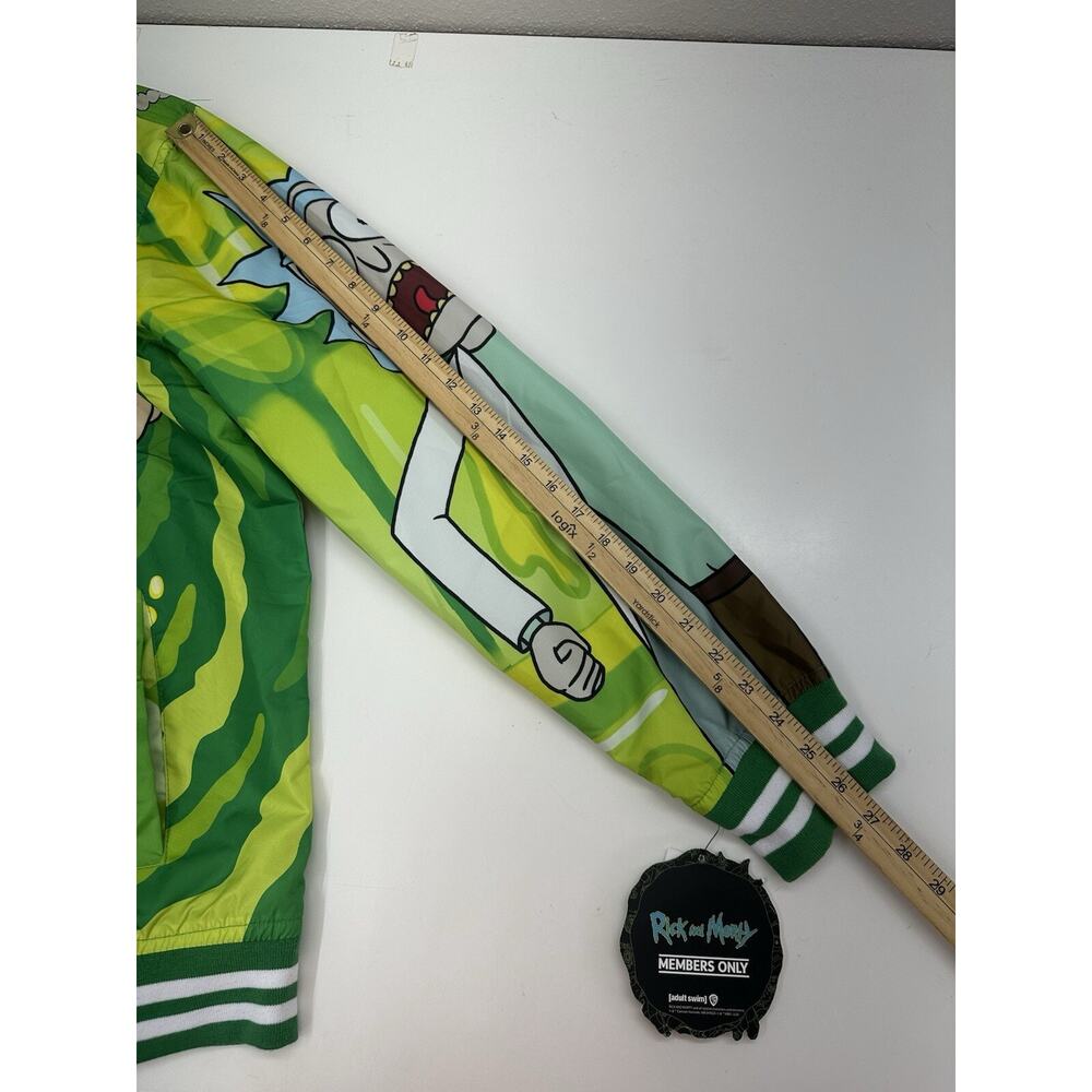 Members Only Jacket Size Large Adult Swim Rick and Morty Green Zip Up NWTs - Picture 11 of 13